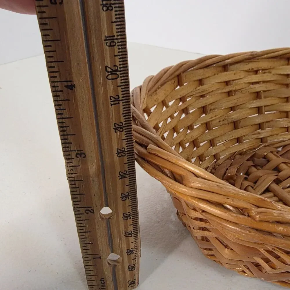 Woven Oval Basket Shallow Rustic Farmhouse Bowl Decorative Storage Natural